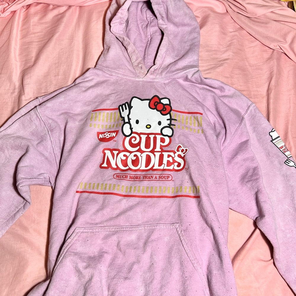 pink hello kitty noodles hoodie